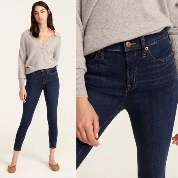 J.Crew‎ Jeans Toothpick Ankle Skinny 29 Dark Wash 9" Mid Rise Cropped Dark Wash - Picture 1 of 5